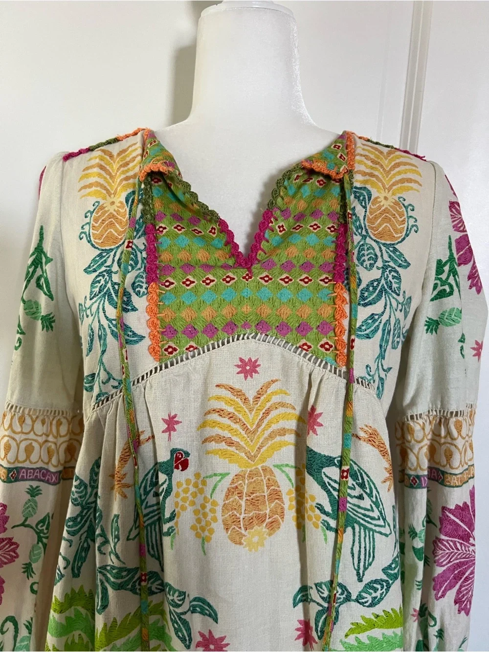 EUC Farm Rio Fruits Queen Long Sleeve Maxi Dress Small